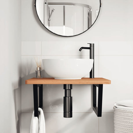 Vidaxl badkamer wandschap staal en massief beukenhout