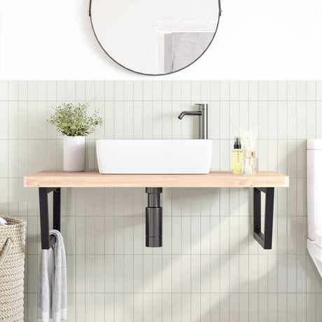 Vidaxl badkamer wandschap staal en massief beukenhout