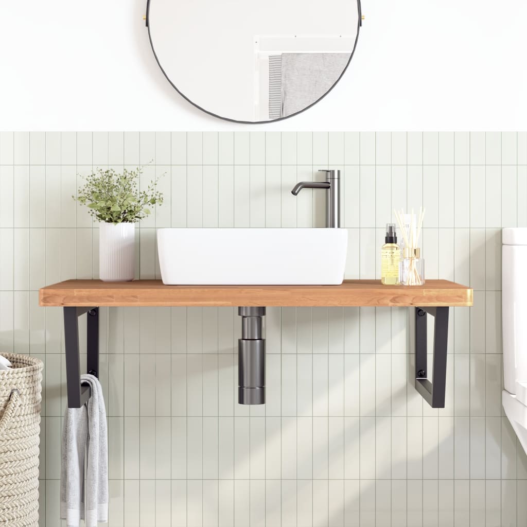 Vidaxl badkamer wandschap staal en massief beukenhout