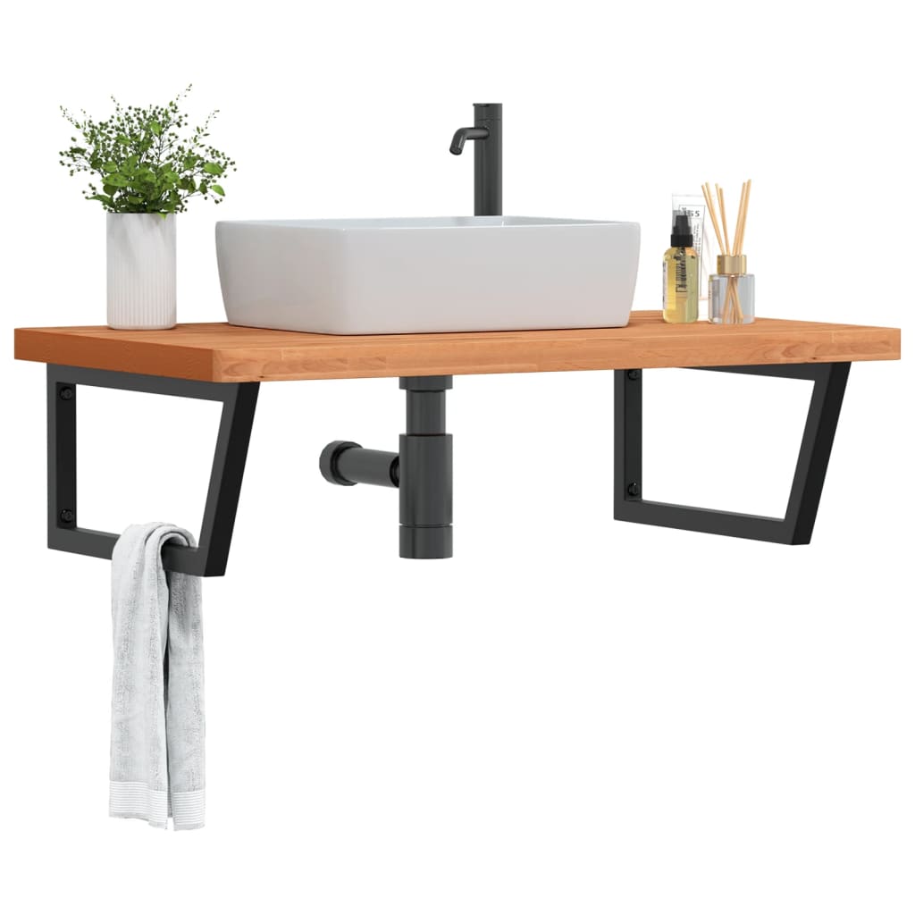 Vidaxl badkamer wandschap staal en massief beukenhout