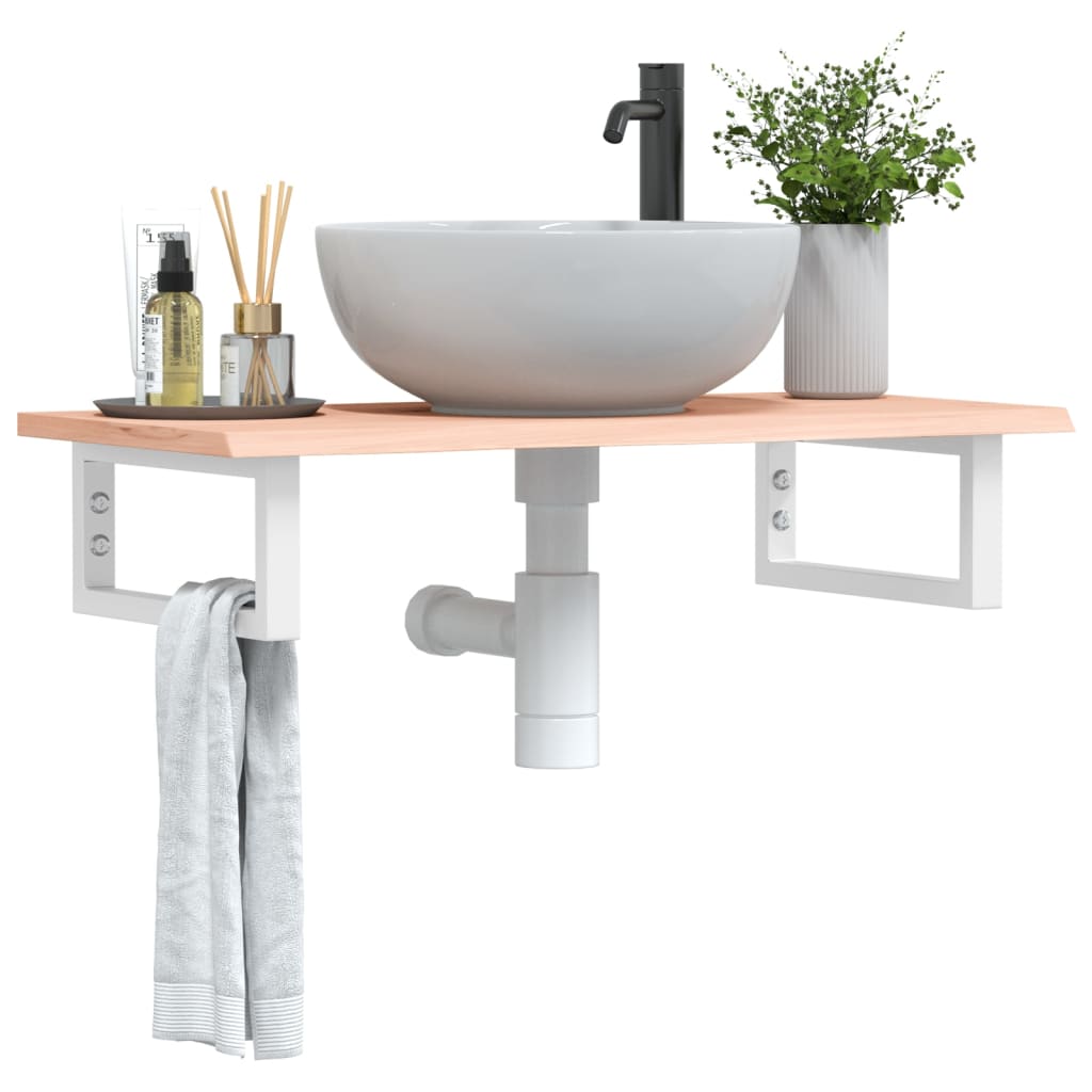 Vidaxl badkamer wandschap staal en massief eikenhout