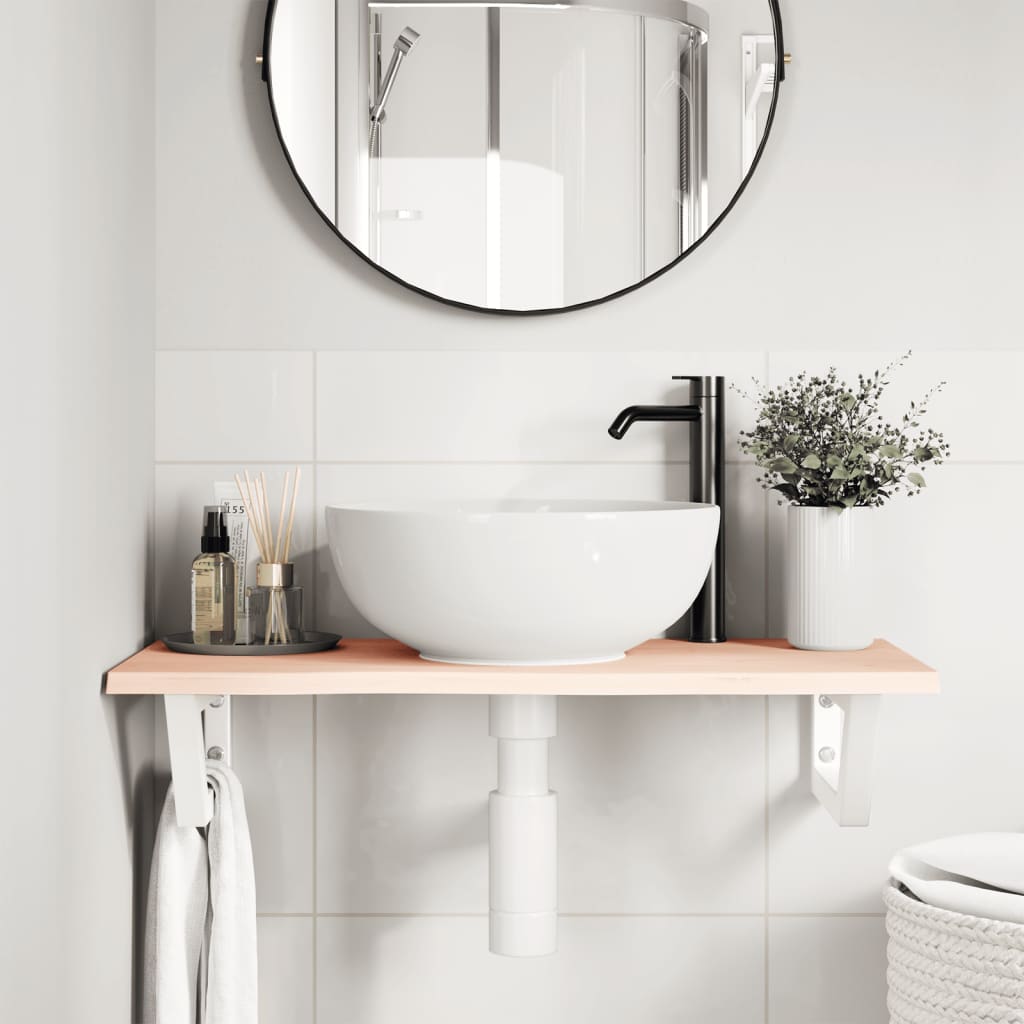 Vidaxl badkamer wandschap staal en massief eikenhout