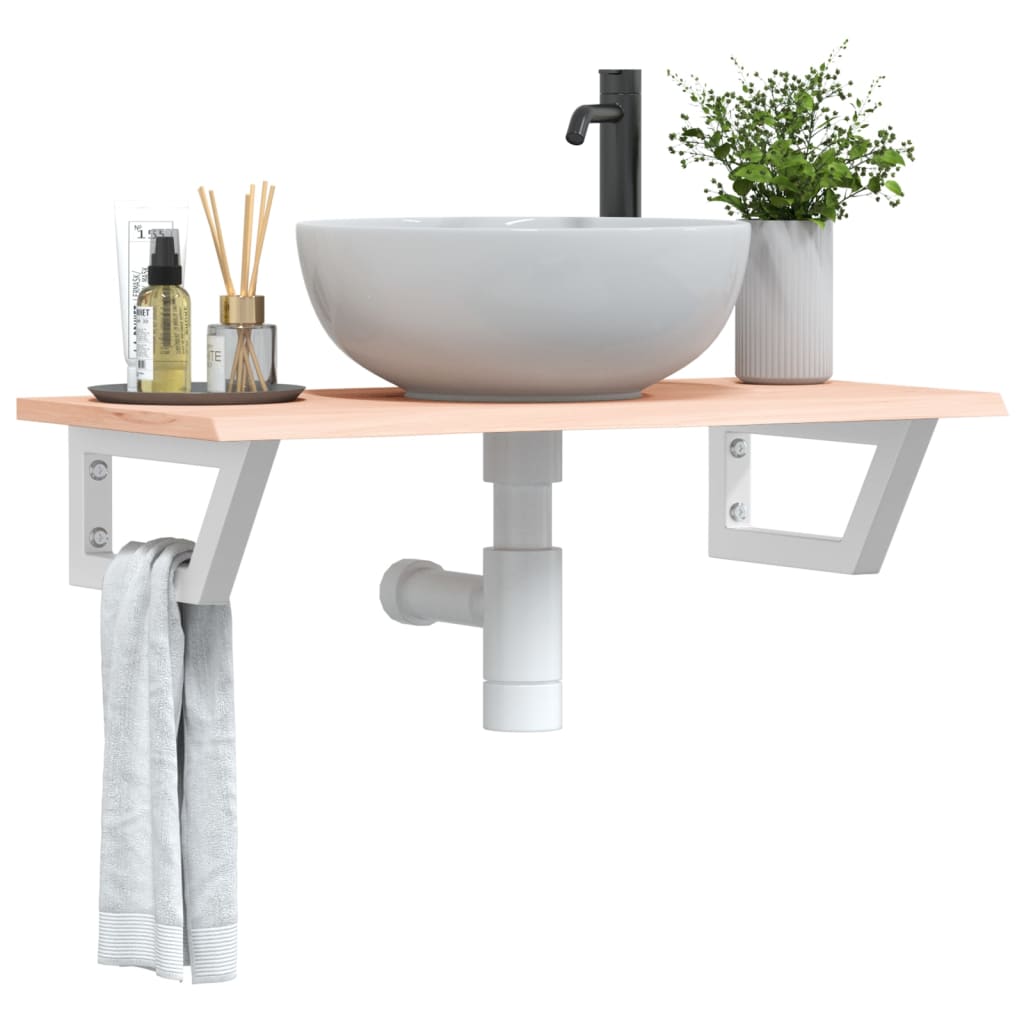 Vidaxl badkamer wandschap staal en massief eikenhout