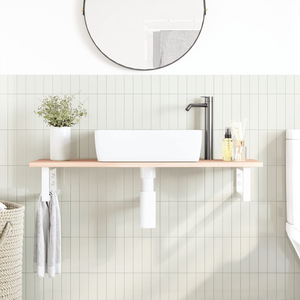 Vidaxl badkamer wandschap staal en massief eikenhout