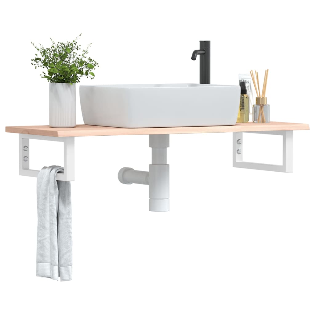 Vidaxl badkamer wandschap staal en massief eikenhout