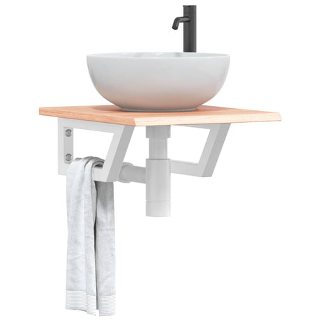 Vidaxl badkamer wandschap staal en massief eikenhout