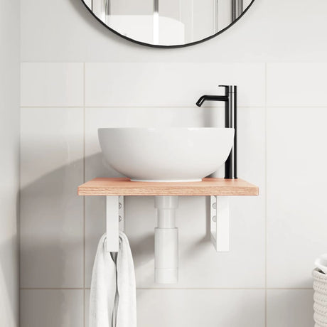 Vidaxl badkamer wandschap staal en massief eikenhout