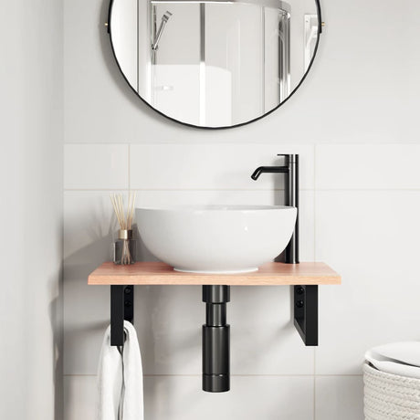 Vidaxl badkamer wandschap staal en massief eikenhout