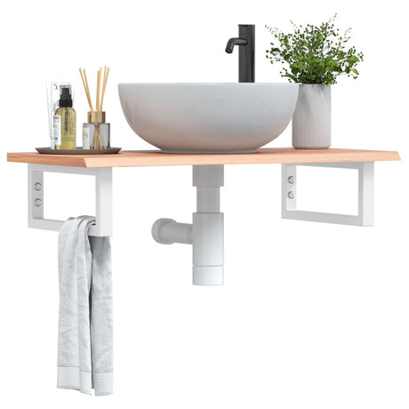 Vidaxl badkamer wandschap staal en massief eikenhout