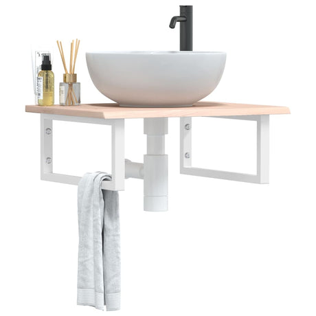 Vidaxl badkamer wandschap staal en massief eikenhout