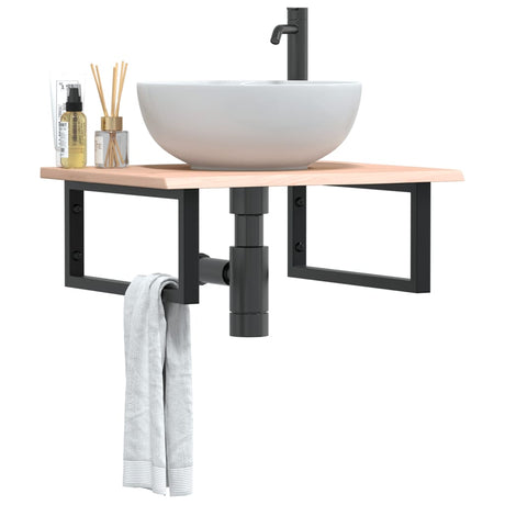 Vidaxl badkamer wandschap staal en massief eikenhout