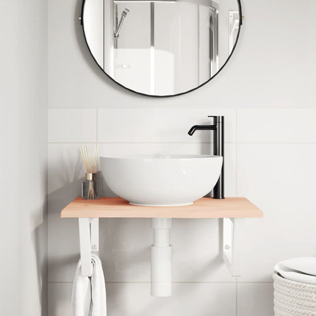 Vidaxl badkamer wandschap staal en massief eikenhout