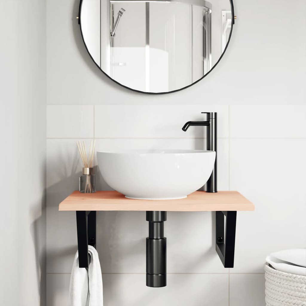 Vidaxl badkamer wandschap staal en massief eikenhout