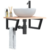Vidaxl badkamer wandschap staal en massief eikenhout