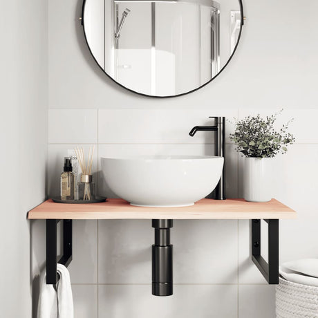 Vidaxl badkamer wandschap staal en massief eikenhout