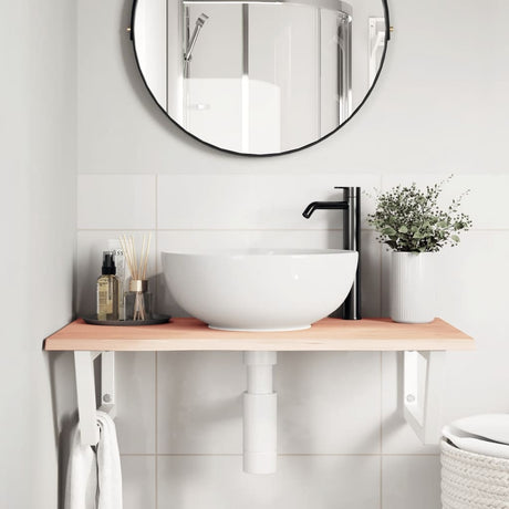 Vidaxl badkamer wandschap staal en massief eikenhout