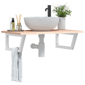 Vidaxl badkamer wandschap staal en massief eikenhout