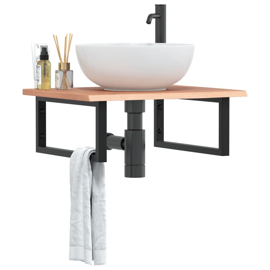 Vidaxl badkamer wandschap staal en massief eikenhout