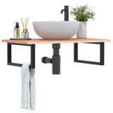 Vidaxl badkamer wandschap staal en massief eikenhout