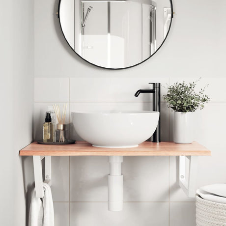 Vidaxl badkamer wandschap staal en massief eikenhout