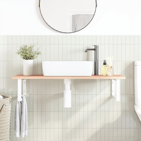 Vidaxl badkamer wandschap staal en massief eikenhout