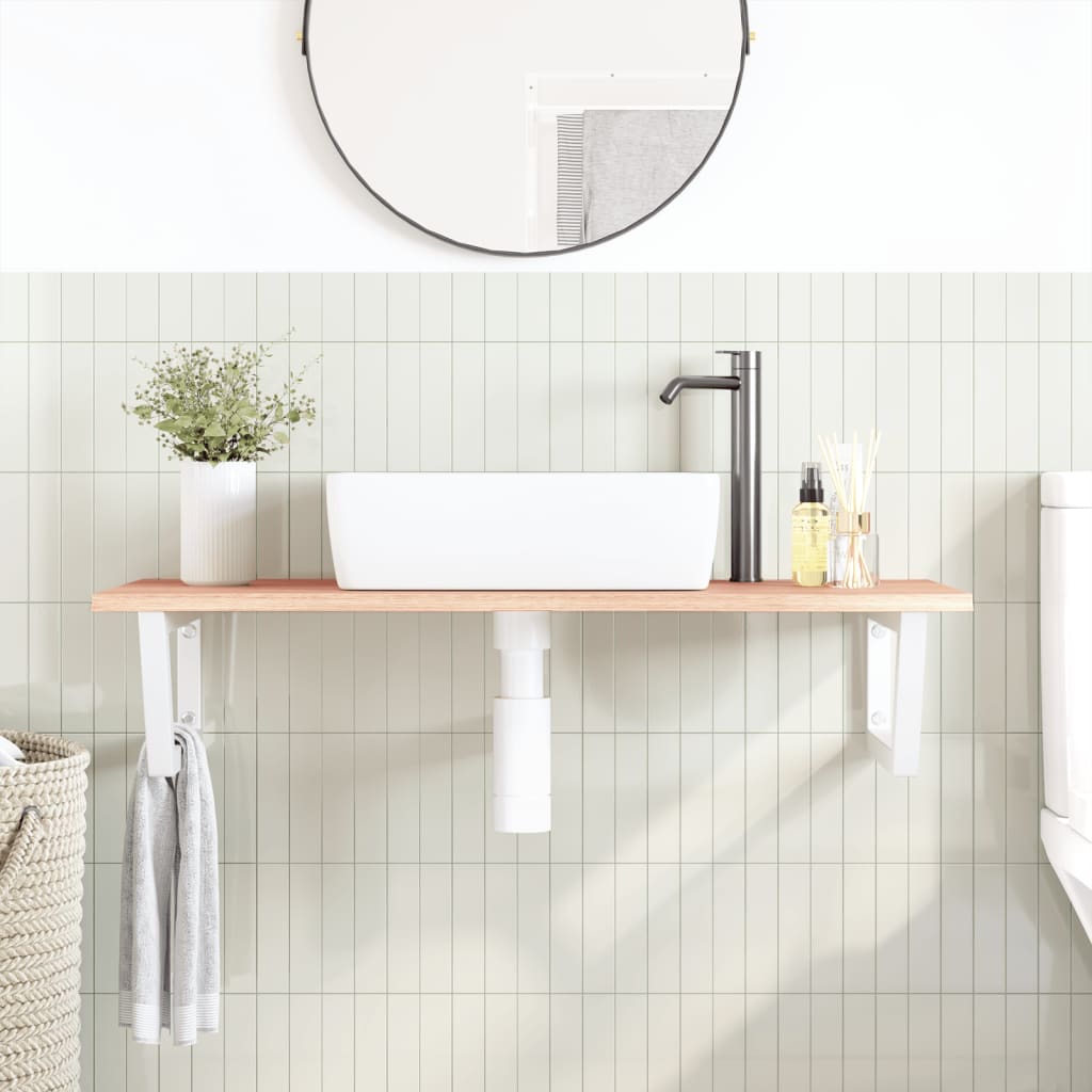 Vidaxl badkamer wandschap staal en massief eikenhout