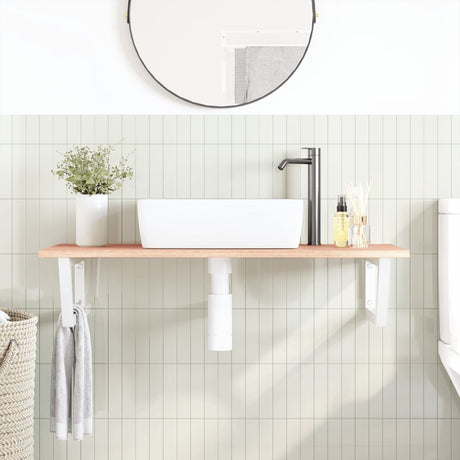 Vidaxl badkamer wandschap staal en massief eikenhout