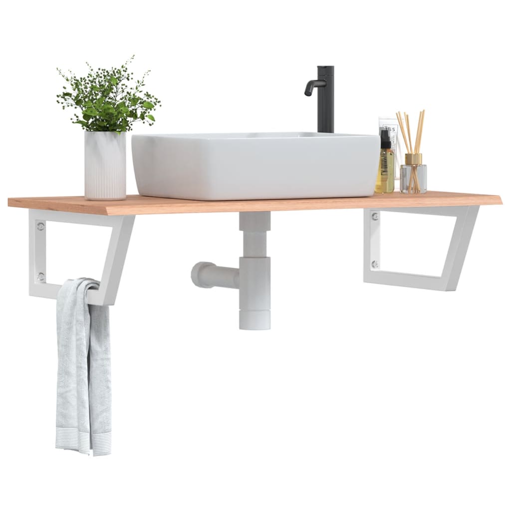 Vidaxl badkamer wandschap staal en massief eikenhout