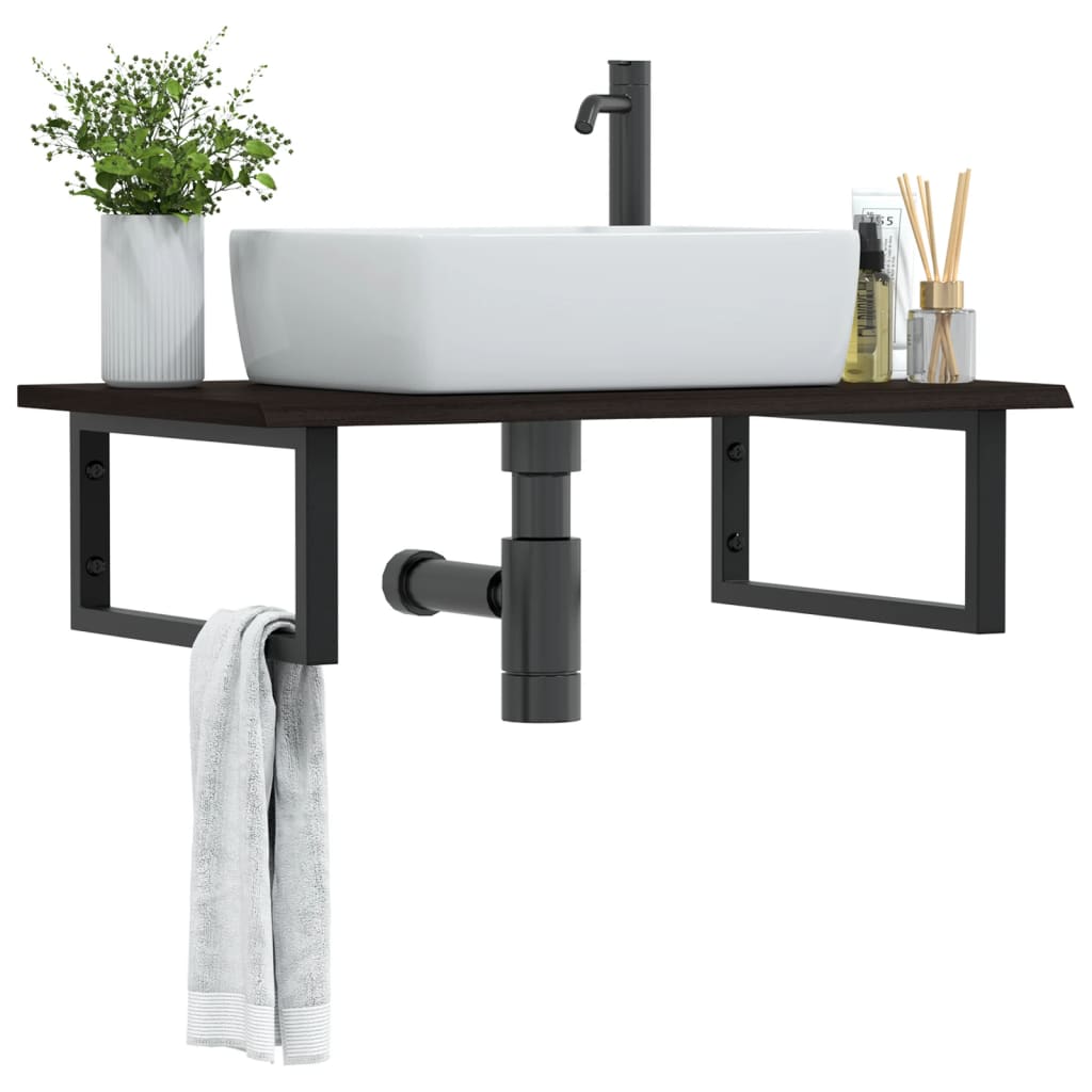 Vidaxl badkamer wandschap staal en massief eikenhout