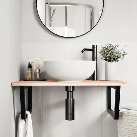 Vidaxl badkamer wandschap staal en massief eikenhout
