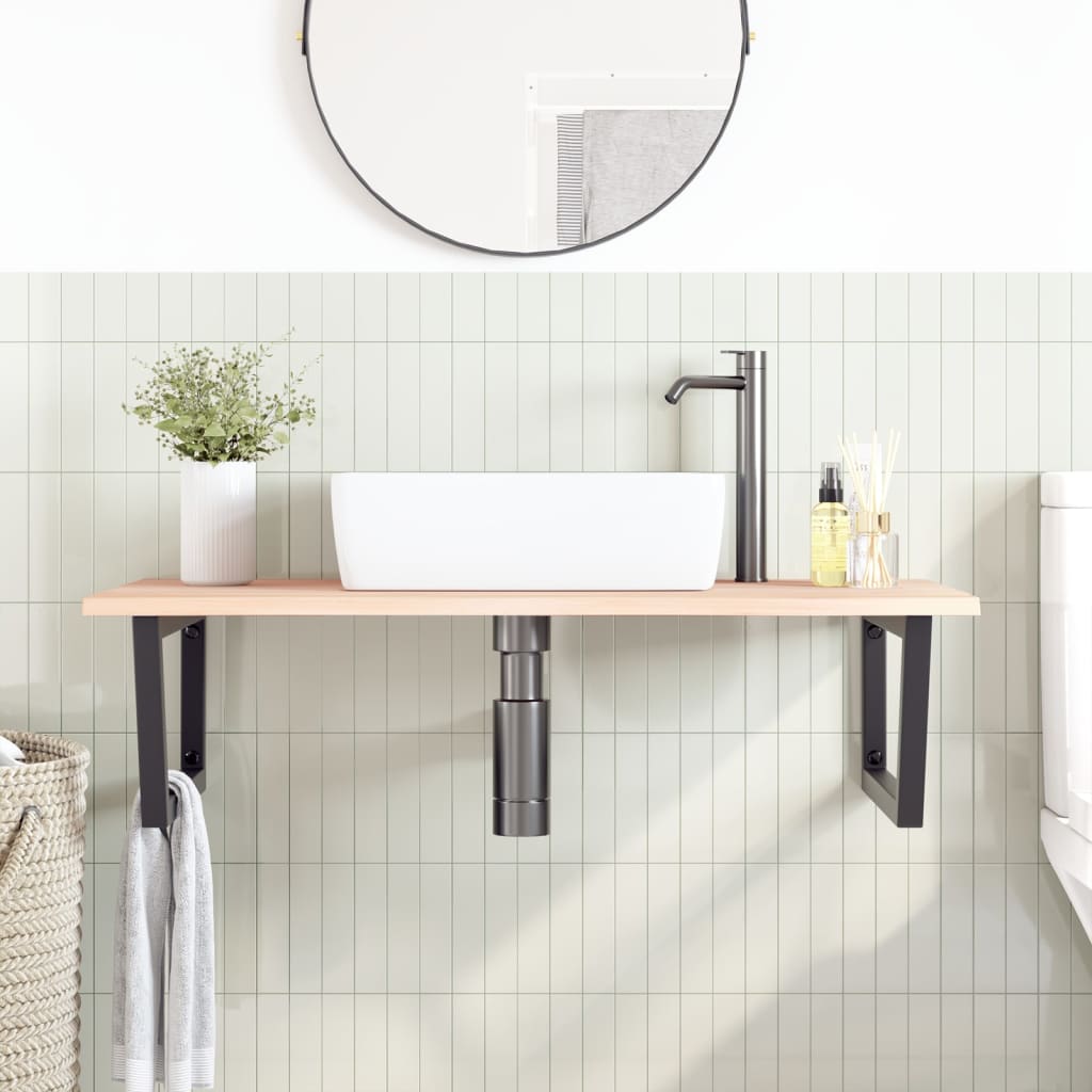 Vidaxl badkamer wandschap staal en massief eikenhout