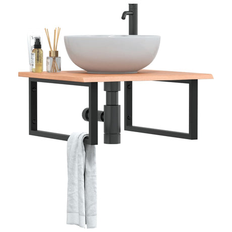 Vidaxl badkamer wandschap staal en massief eikenhout