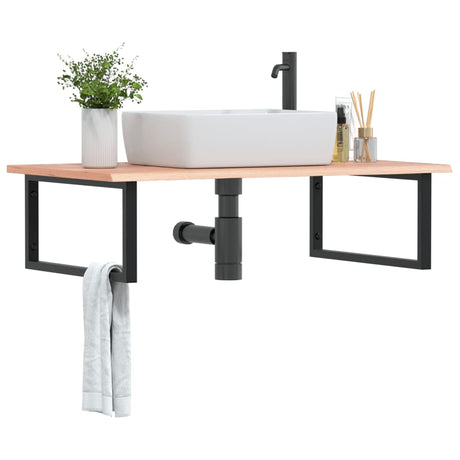Vidaxl badkamer wandschap staal en massief eikenhout
