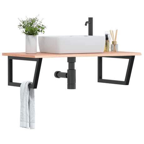 Vidaxl badkamer wandschap staal en massief eikenhout