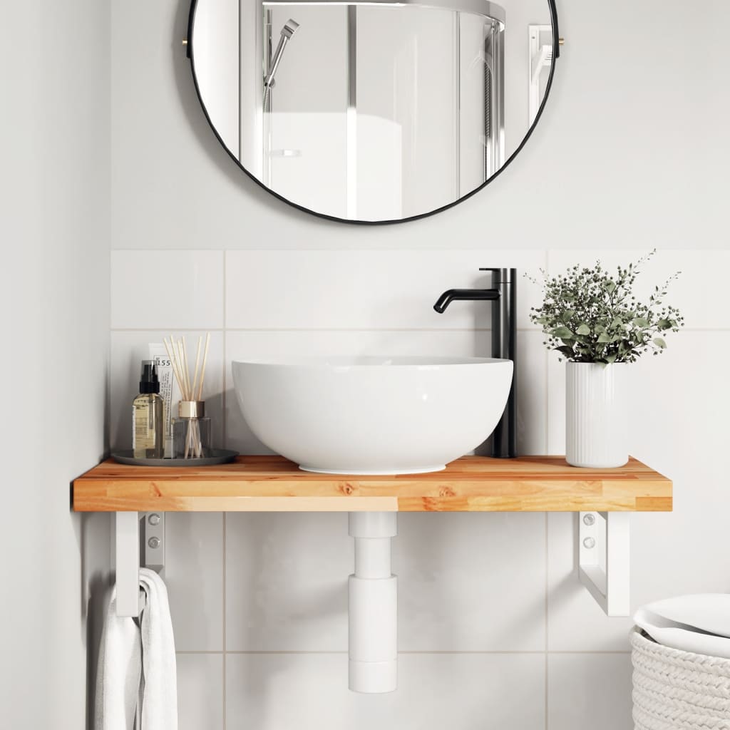Vidaxl badkamer wandschap staal en massief acaciahout