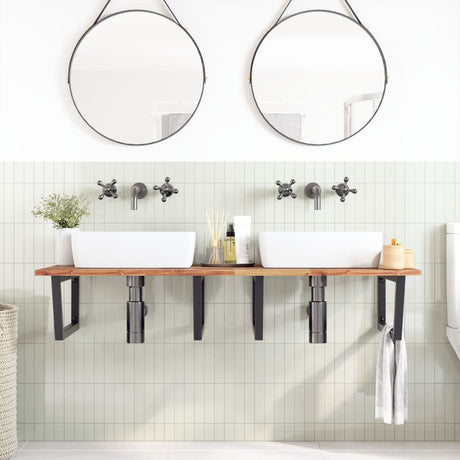 Vidaxl badkamer wandschap staal en massief acaciahout