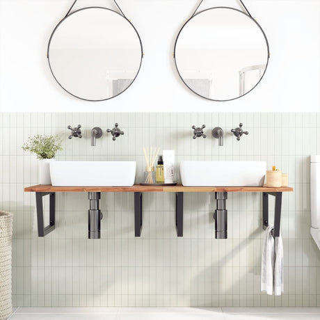Vidaxl badkamer wandschap staal en massief acaciahout