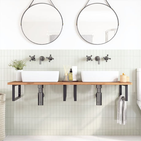 Vidaxl badkamer wandschap staal en massief beukenhout
