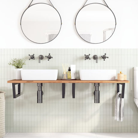Vidaxl badkamer wandschap staal en massief beukenhout