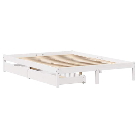 Vidaxl bedframe zonder matras massief grenenhout wit 140x190 cm