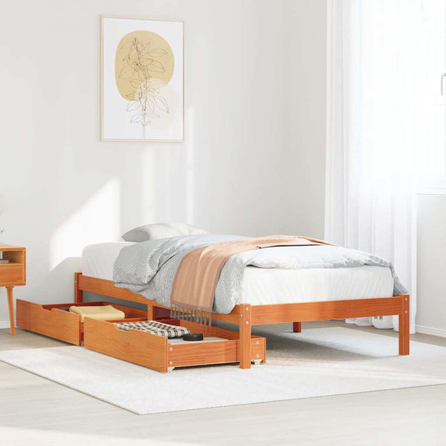 Vidaxl bedframe zonder matras massief grenenhout wasbruin 90x200 cm