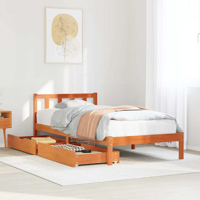 Vidaxl bedframe zonder matras massief grenenhout wasbruin 100x200 cm