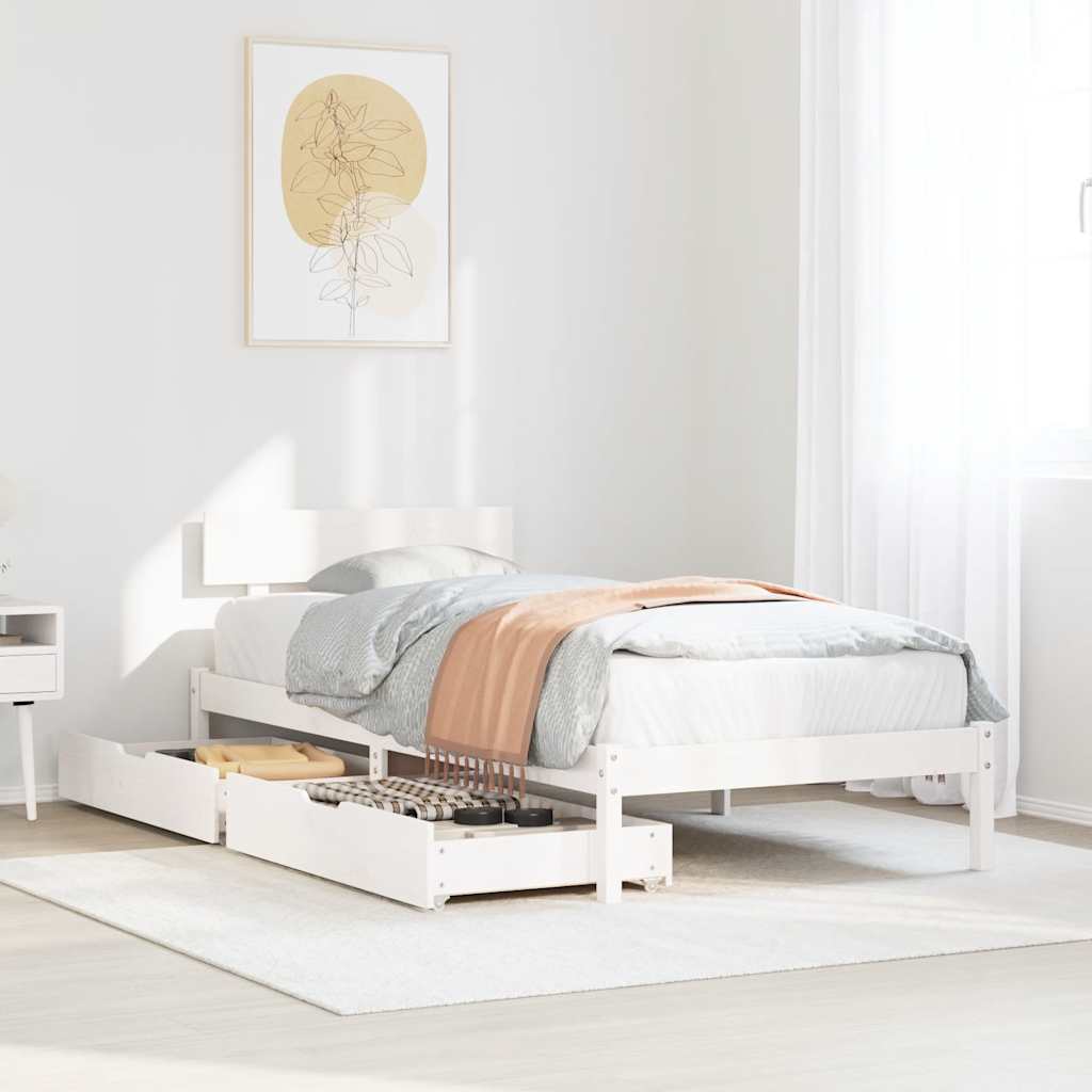 Vidaxl bedframe zonder matras massief grenenhout wit 90x190 cm