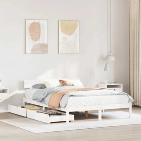 Vidaxl bedframe zonder matras massief grenenhout wit 120x190 cm