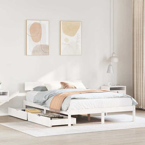 Vidaxl bedframe zonder matras massief grenenhout wit 135x190 cm