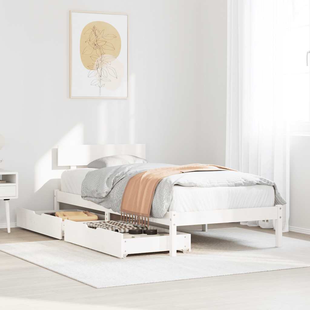 Vidaxl bedframe zonder matras massief grenenhout wit 140x200 cm