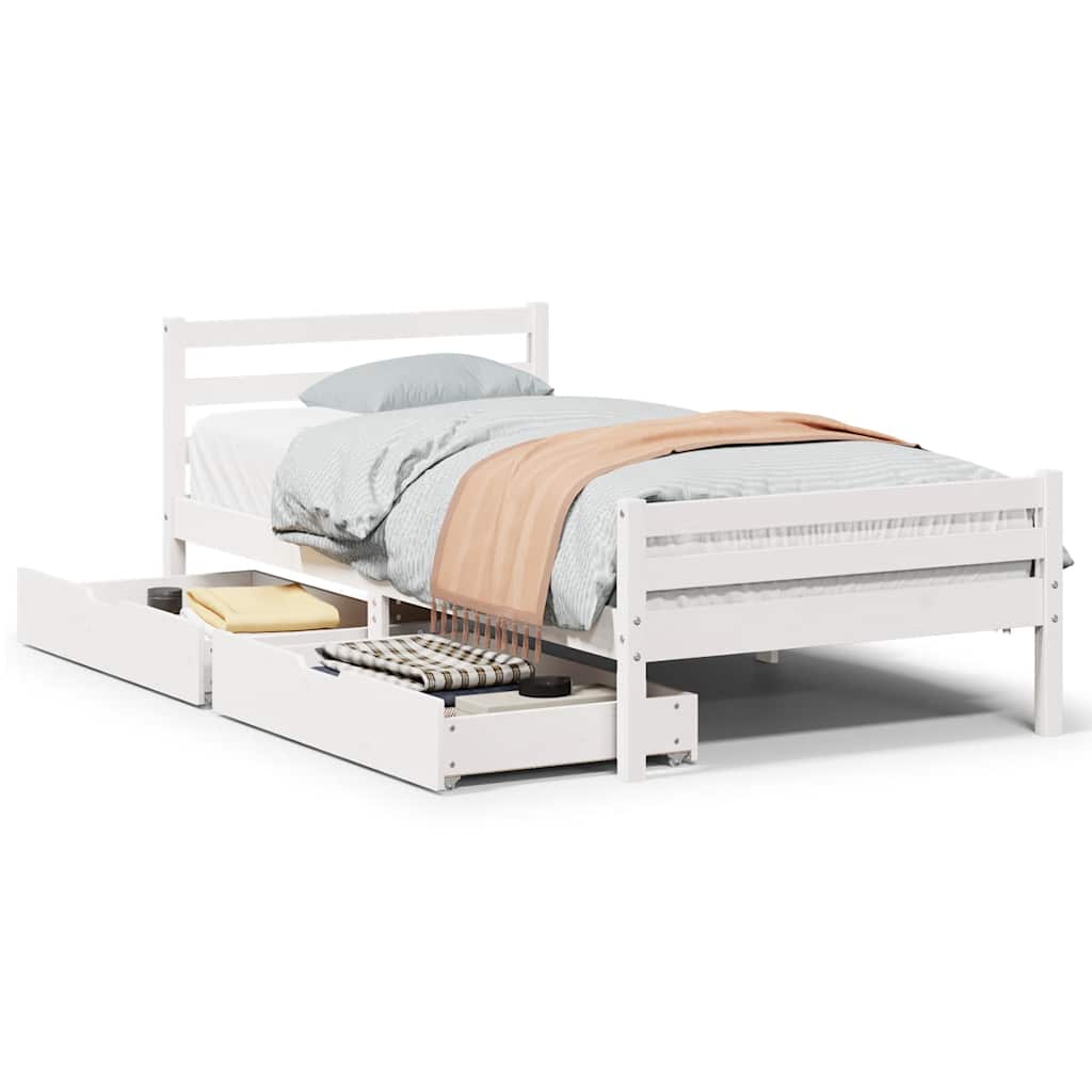 Vidaxl bedframe zonder matras massief grenenhout wit 140x200 cm