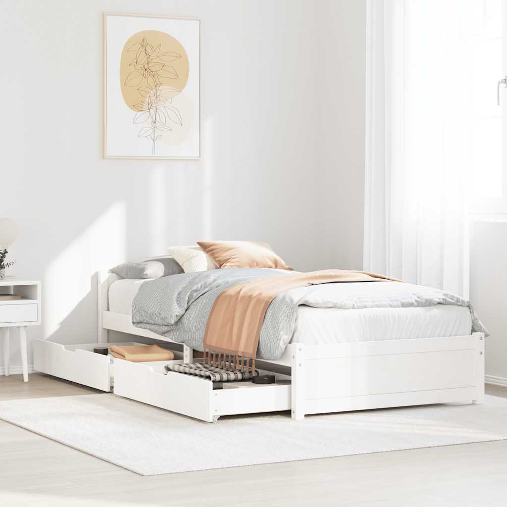 Vidaxl bedframe zonder matras massief grenenhout wit 90x190 cm