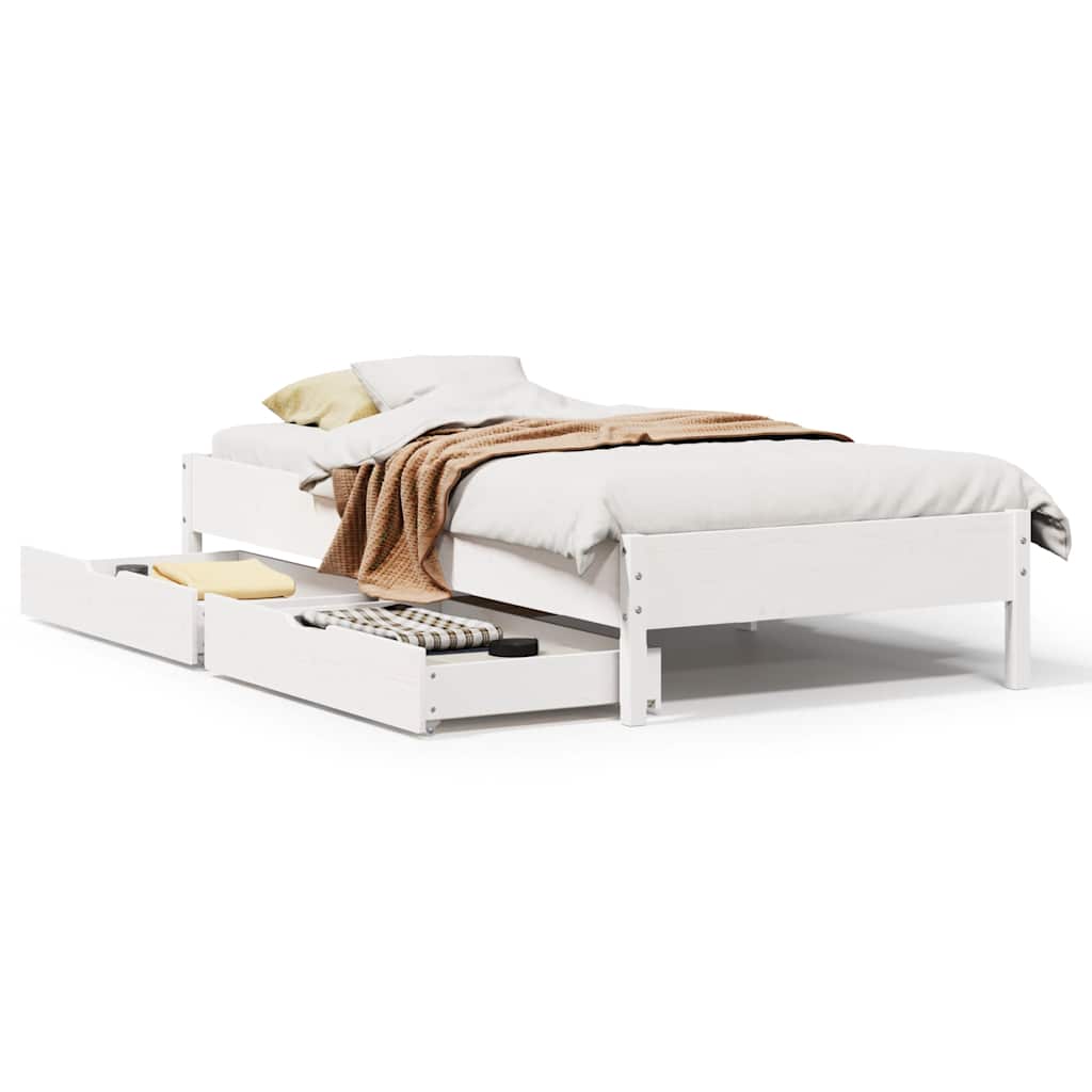 Vidaxl bedframe zonder matras massief grenenhout wit 75x190 cm