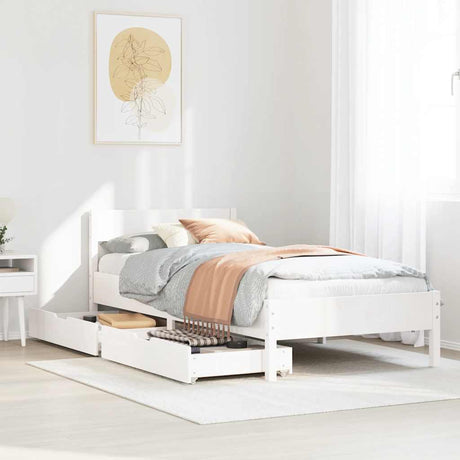 Vidaxl bedframe zonder matras massief grenenhout wit 75x190 cm